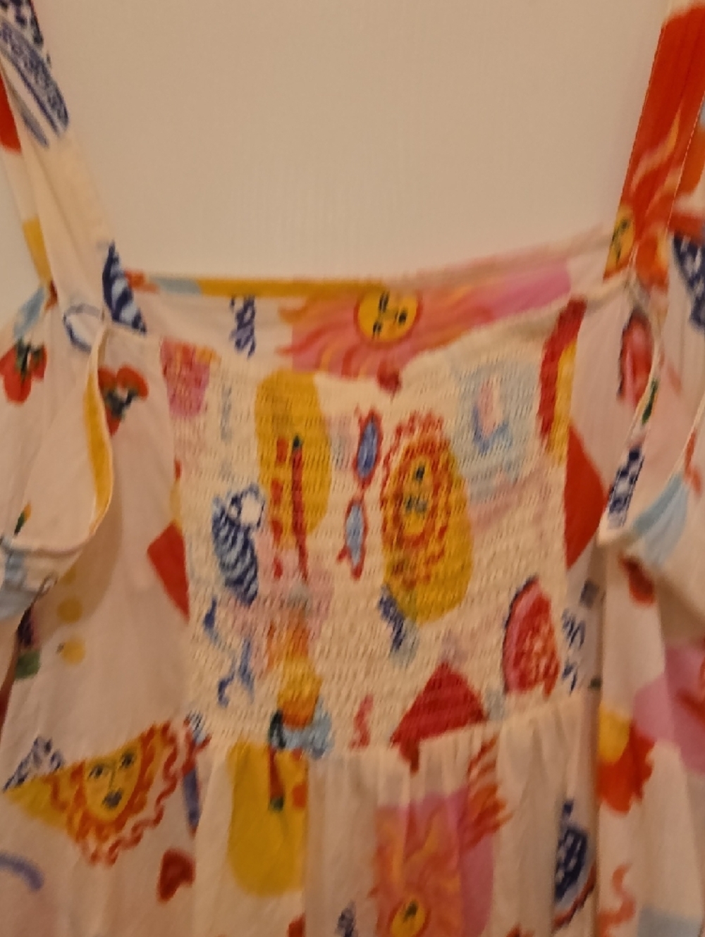 Colorful Summer Print Sundress - Pink, Yellow, Red - Picture 5 of 9